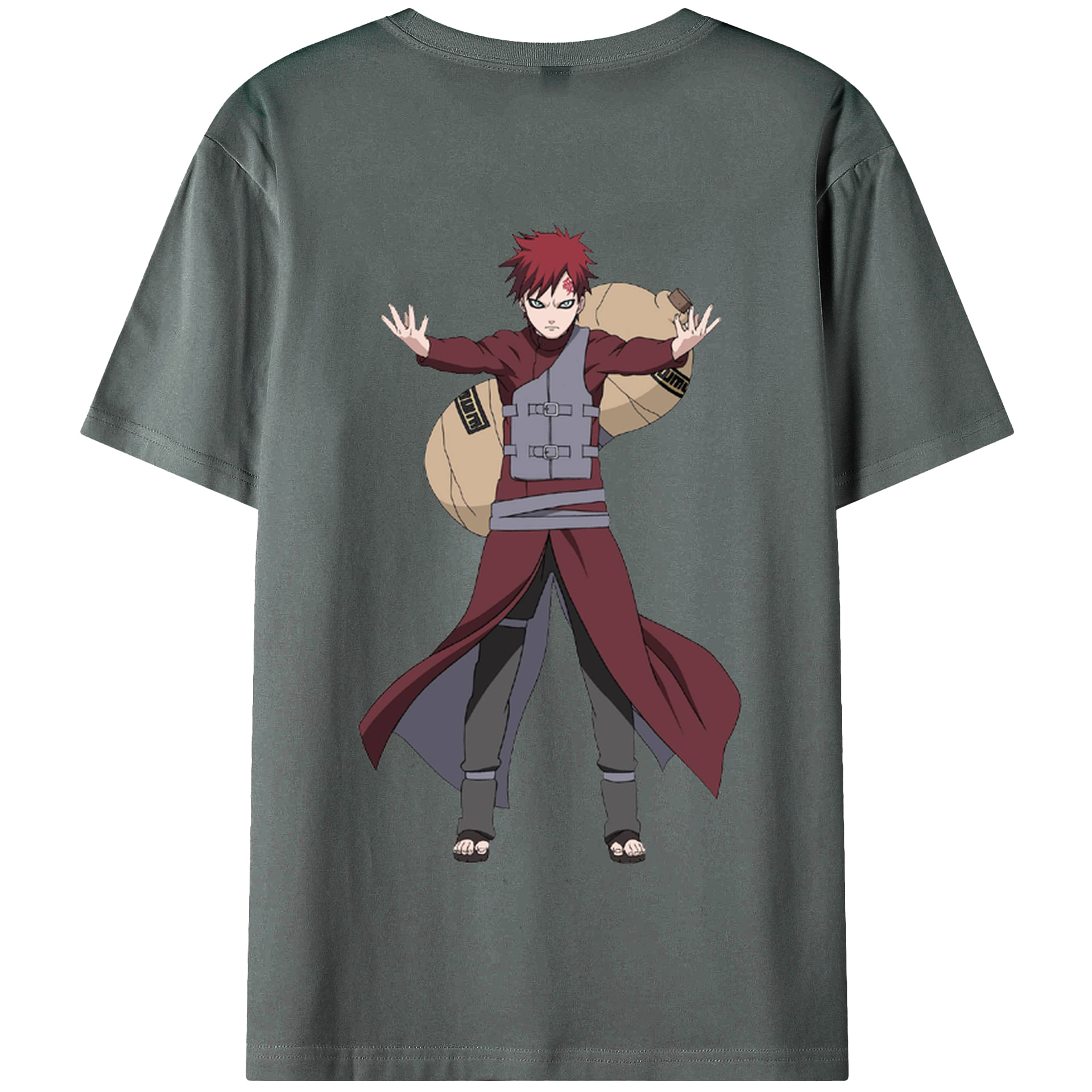 （画像用） NARUTO -ナルト- ガアラ Gaara 綿100％半袖Tシャツ（背面プリント）
